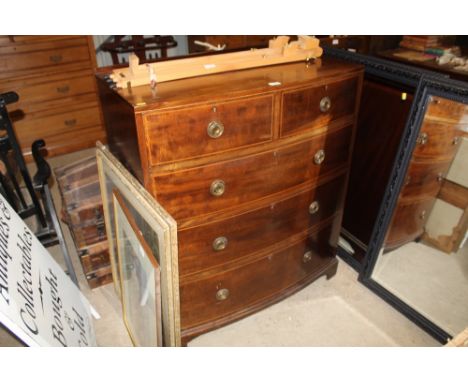 A 19th Century bow front chest fitted two short over three long drawers raised on bracket feet