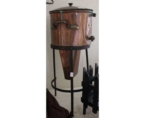 Arrow and Jackson of London 19th century copper fermenting vessel on cast iron stand. Possibly connected to The Flowers Brewe
