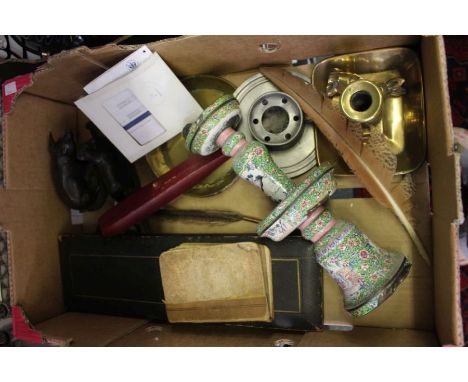 A Chinese enamel stand and various other items