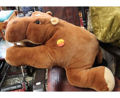 A Large modern Steiff Mocky hippo with button and tags