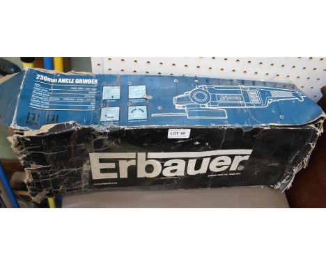 A boxed Erbauer angle grinder
