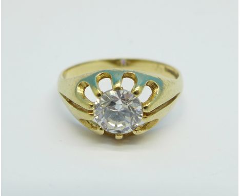 A 9ct gold and white sapphire ring, 2.4g, O