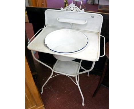 French metal washstand with enamel bowl