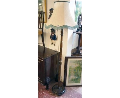 Oak standard lamp with shade