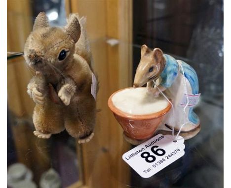 Beatrix Potter Beswick mouse and small Steiff squirrel
