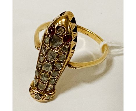 20CT ROSE CUT DIAMOND &amp; RUBY RING SIZE T - 7.5 GRAMS APPROX