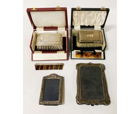 2 H/M SILVER HAIRBRUSH / COMB SETS &amp; H/M SILVER MIRROR