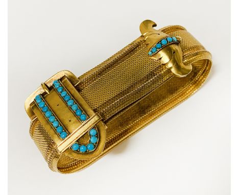 VINTAGE 22CT GOLD &amp; TURQUOISE BRACELET - APPROX 75 GRAMS