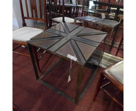 A cast iron Union Jack lamp table, H.46 W.46 D.46cm 