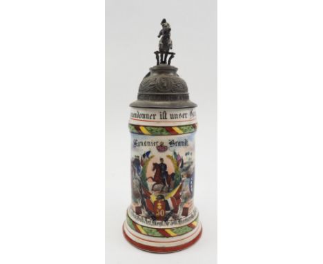Baden: Reservistenkrug eines Kanoniers der 5. Batt. 3. Badisches Feldartillerie-Regiment Nr. 50  - Karlsruhe 1902/04.Umdruckm