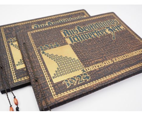 'Aus Deutschlands schwerster Zeit': Zwei Sammelalben Papiergeld 1914-1924. Einmal 29 und einmal 30 bestückte Seiten, meist mi