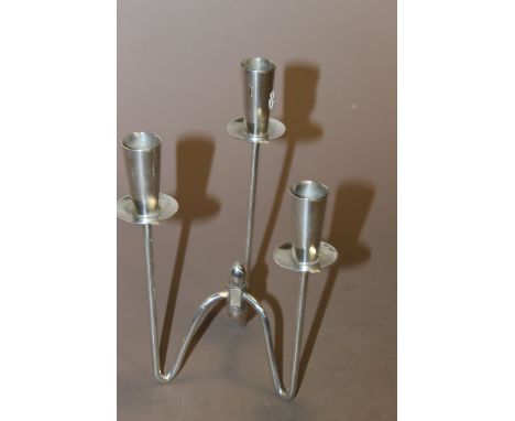 A DANISH SILVER PLATED THREE STICK CANDLE HOLDER 