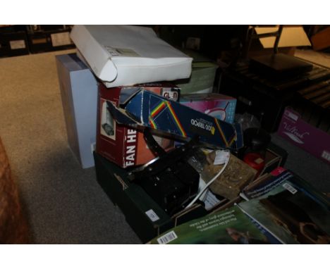 A QUANTITY OF ELECTRICALS AND SUNDRIES TO INCLUDE A SET OF SCALES, FOOT MASSAGER ETC