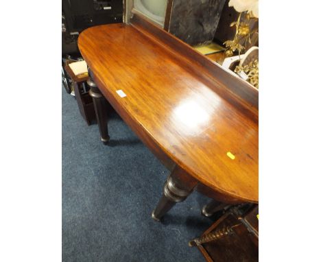A VICTORIAN MAHOGANY DEMI-LUNE CONSOLE TABLE