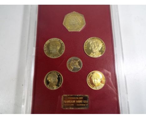 Numismatology - 'The Royal Silver Wedding Coins 1972' cased six coin set of 22ct gold plated sterling silver coins and other 