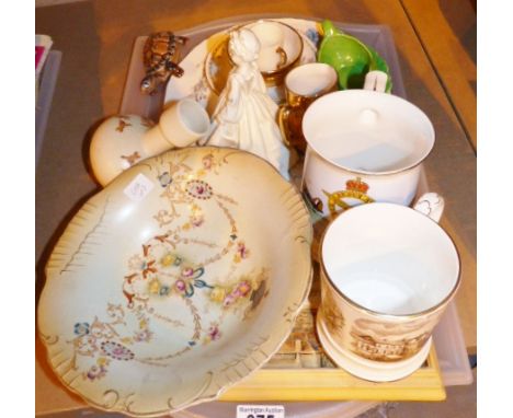Tray of mixed china including Royal Worcester