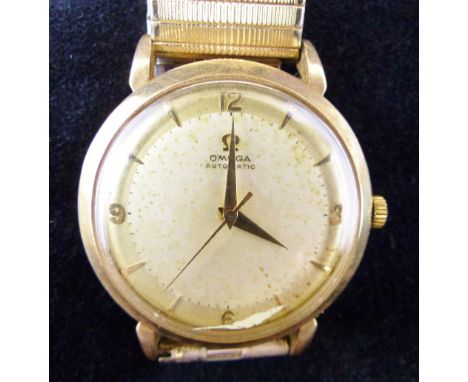 Vintage 9 ct gold Omega automatic gents wristwatch on expanding bracelet.