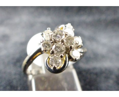 18ct Gold fancy diamond cluster ring, approximately 0.50ct