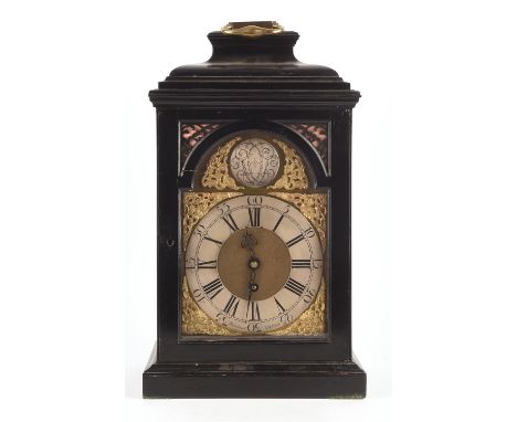 A late 18th century ebonised chiming bracket clock by Whitehurst Derby.  The Pagoda top with single brass handle over a 6.5in