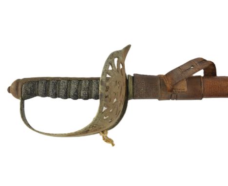 An Edward VII officers sword by Samuel Brothers the 81cm etched blade numbered 2212, with leather field scabbard.Note: You mu