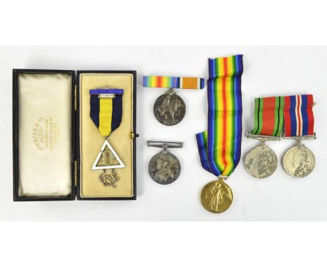 A Great War and Victory medal to Capt. J. F. H Stallma. N. Volunteer Long Service Medal to Pte. C.E.Radcliffe. 1Bn. Ry. R. (A
