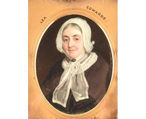 English School, Circa 1840, a miniature portrait of Leah Edwards (Nee Priestley), Mrs Henry Lees Edwards of Pye Nest, Yorkshi