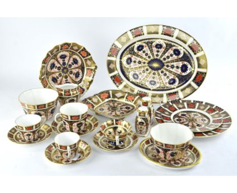 A Royal Crown Derby part dinner and tea service decorated in the 'Old Imari' pattern, Pattern No 1128 and a selection of simi