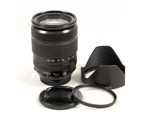 Fuji Super EBC 18-135mm f3.5-5.6 R LM OIS Weather Resistant XF Zoom Lens. #43A25328, (condition 4/5E) with hood, UV filter an