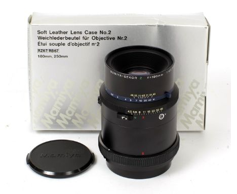 Mamiya RZ67 180mm W-N Portrait Lens #13074. (condition 4F). In Nikon hard case &amp; with Soft Case #2.[F]