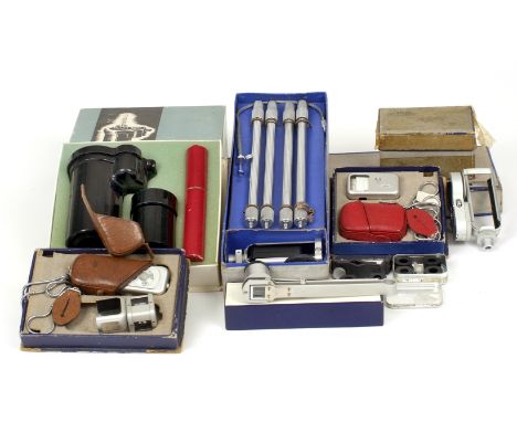 Minox III Camera Outfit. To include Minox III camera and Minox meter in makers boxes. Also a boxed Minox developing tank (com