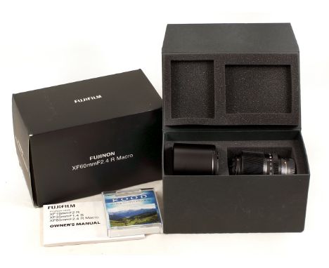 Fuji XF 60mm f2.4 R Prime Macro Lens. #48A05685. (condition 4E) With UV filter, caps and hood, in makers box.[H]