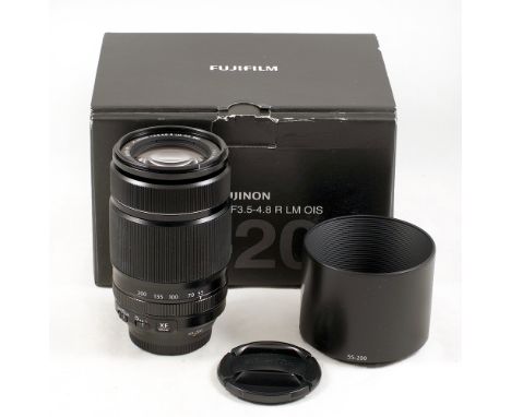 Fuji XF 55-200mm f3.5-4.8 R LM OIS Zoom Lens. #37A05023. (condition 4E). With caps and hood, in makers box.[T]