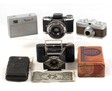 Eljy, Meopta &amp; Other Sub Miniature Cameras. To include Micro 16 and a Ensign Midget with case &amp; manual, in makers box