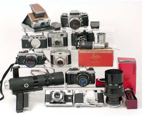 Vintage Camera &amp; Lens End Lot. To include Nicca (Leica copy) body, Olympus OM2n &amp; 50mm lens, Vitessa T, Polaroid SX-7