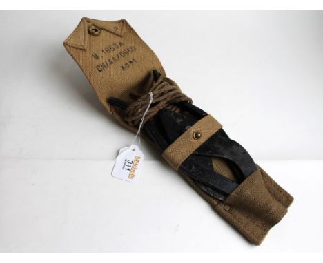 Pair of military wire cutters with canvas case, case marked with broad arrow and dated 1953