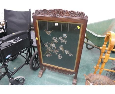 Oak firescreen, birds and blossom