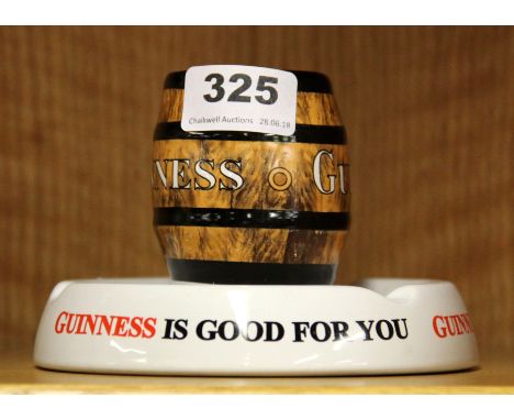 A Guinness ceramic advertising matchbox holder and ash tray, H. 9cm.