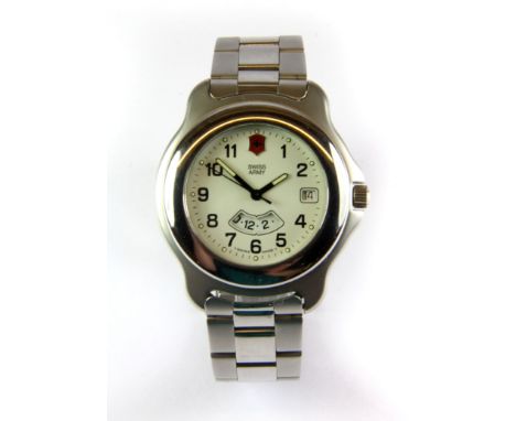 A Swiss Army boxed wrist watch with paperwork and original purchase receipt.