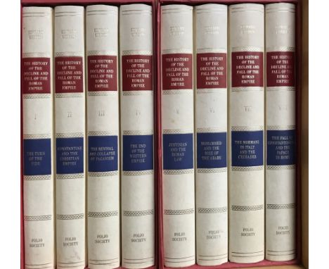 Eight volumes boxed of the Folio edition of the History and Decline of the Roman Empire By Edward Gibbon, H. 26cm.