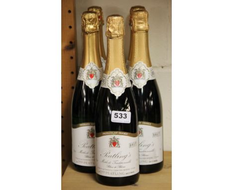 Five bottles of Thomas Peatling's brut sparkling wine.