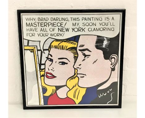 ROY LICHTENSTEIN POP ART PRINT 'MASTERPIECE' the speech bubble reading 'Why, Brad darling, this painting is a masterpiece! My