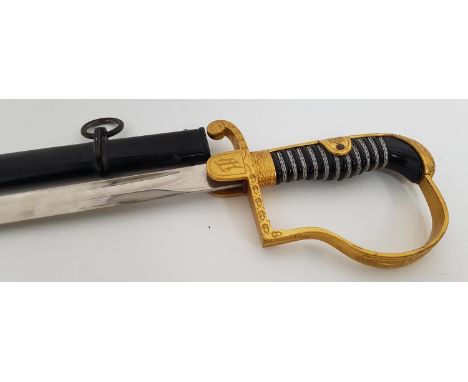 WWII WRANGEL PATTERN OFFICERS DRESS SWORDwith a single fullered steel blade, 80cm long marked Eickhorn Solingen, the handle w