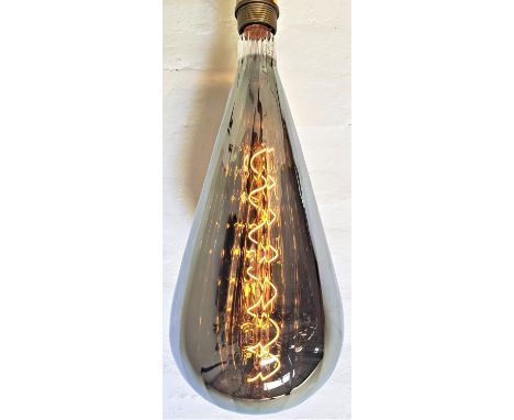 TWO LARGE FEATURE LIGHT BULBSof pear shape with a silvered finish and decorative spiral filament, screw fixing, 38.5cm long (