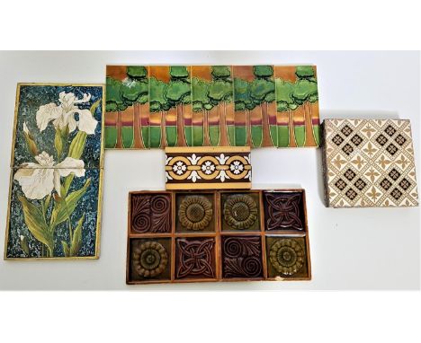 SELECTION OF VICTORIAN AND LATER TILESincluding two Josiah Wedgwood & Sons Eturia tiles, 15.5cm x 15.5cm, W. Goodwin of Heref