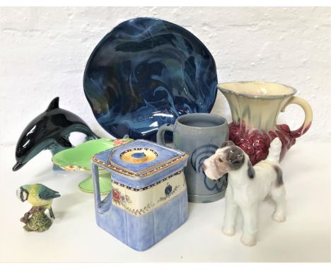 SELECTION OF DECORATIVE CERAMICSincluding a Royal Copenhagen Fox Terrier ornament; a Beswick Blue Tit numbered 992; a Poole p