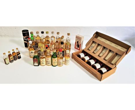 SELECTION OF WHISKY MINIATURES comprising a boxed Drinks by the Dram Regions of Scotland tasting set - Edradour 10 year old (