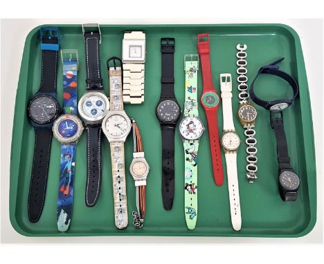 SELECTION OF THIRTEEN SWATCH WATCHESincluding a Sistem51 watch, an Irony Diaphane, an Irony Aliminium with colourful multi st