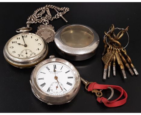 SILVER POCKET WATCHwith white enamel dial marked 'Makers to the Admiralty. Kendal & Dent, London', with Roman numerals and su