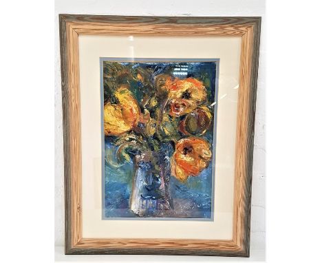 R. STEPHENSONStill life vase of flowers, oil on board, 37.5cm x 26cm 