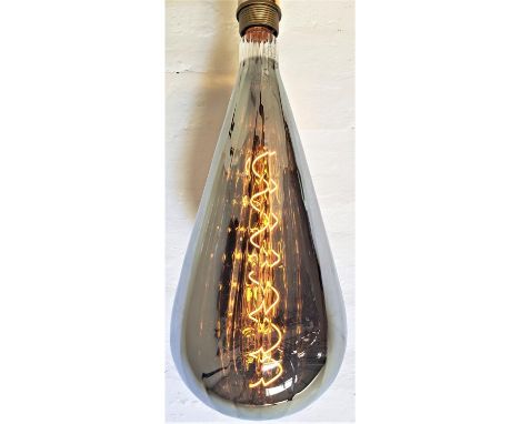 TWO LARGE FEATURE LIGHT BULBSof pear shape with a silvered finish and decorative spiral filament, screw fixing, 38.5cm long (